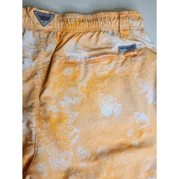 Columbia PFG Women's Drawstring Shorts Orange White Tie-dye Zip Pocket Large - Picture 5 of 11